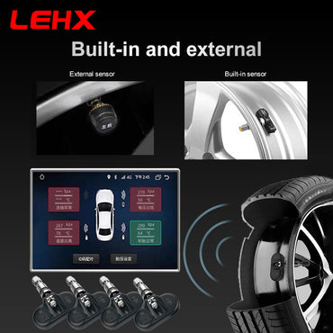 LEHX USB TPMS Car Tire Pressure Monitoring System Internal External 4 Sensor for Car Radio Android Multimedia Gps DVD Player
