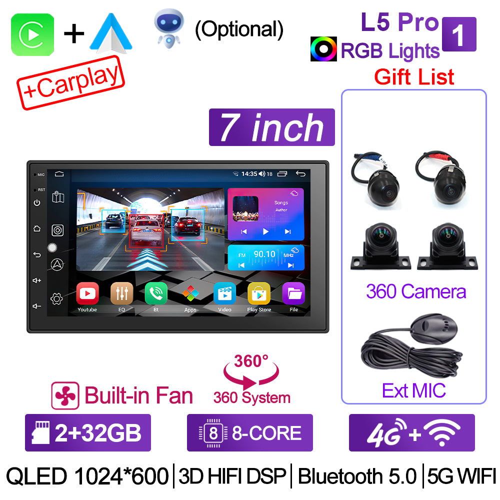 2din Car Radio Carplay Auto 360Camera for Toyota Volkswagen VW Hyundai Kia Renault Suzuki Honda Audi Lada Nissan Car DVD Player