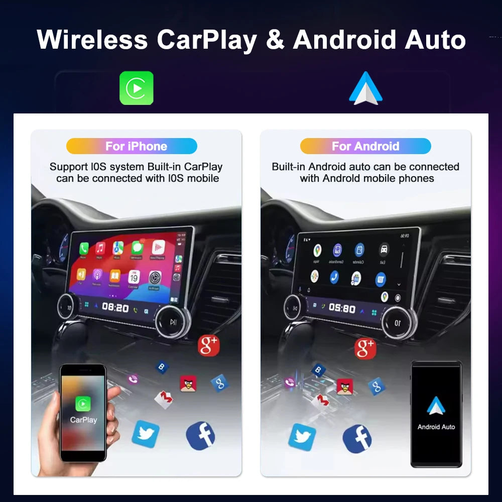 LEHX Big 2 knob Android 14 Auto Carplay Car Radio Multimedia Audio WIFI 4G GPS Qled Car Stereo For Ford Toyota Kia VW Chevrolet