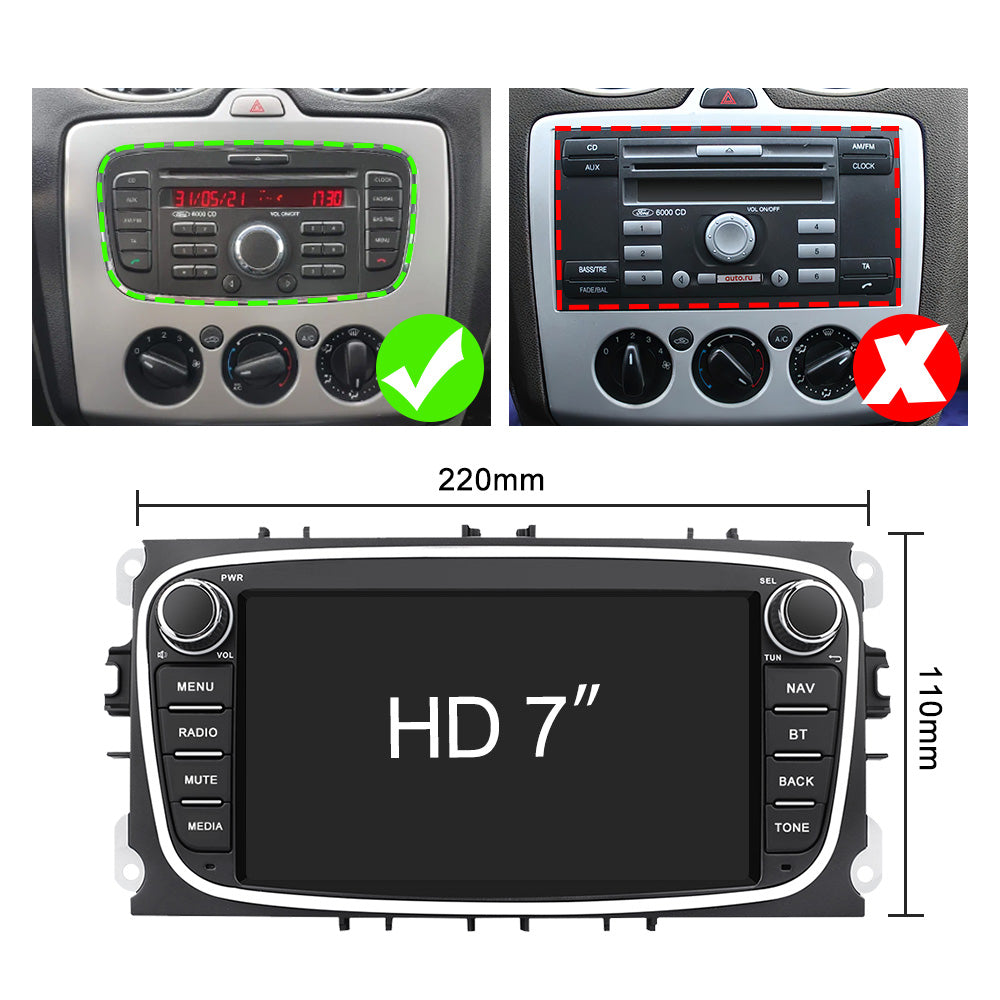 LEHX 4G HIFI Android 2 Din Radio Car Player 7''Autoradio Gps Carplay for Ford Focus S-Max Mondeo Galaxy C-Max Car DVD Player