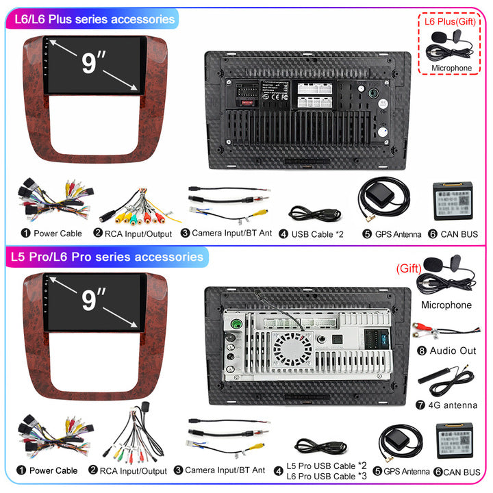 LEHX L6Pro 2 Din Android 12 Auto Carplay para GMC Yukon Chevrolet Tahoe Suburban 2007-2012 Rádio de Carro Estéreo GPS Leitor de DVD de Carro
