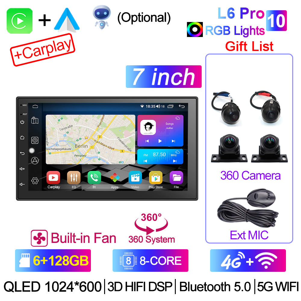 2din Car Radio Carplay Auto 360Camera for Toyota Volkswagen VW Hyundai Kia Renault Suzuki Honda Audi Lada Nissan Car DVD Player