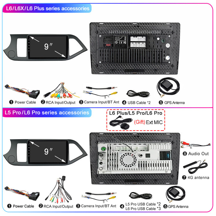 LEHX L6 Pro 8Core 4G+5G Wifi 2 Din Android Auto Stereo Car Radio for Kia Picanto 2011- 2014 Carplay GPS Radio Car DVD Player