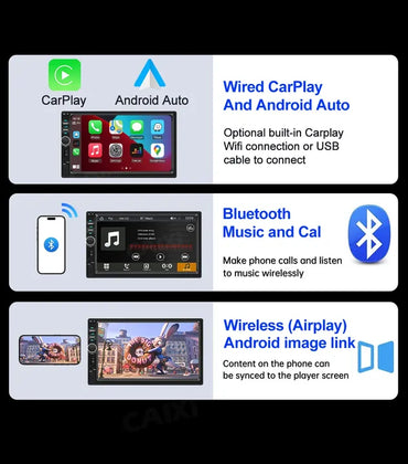 7'' IPS 1 Din Carplay Android Auto MirrorLink Car Radio Car Stereo Receiver 1Din Autoradio Bluetooth Headunit Car DVD Player