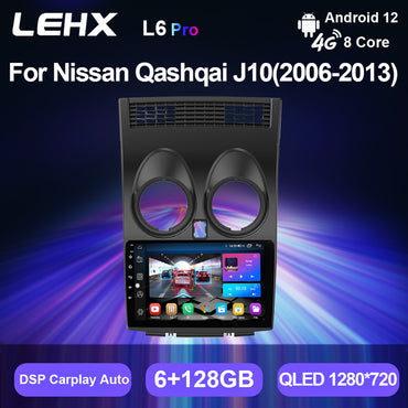 LEHX Pro AI Voice 4G+WIFI Car Radio Player for Nissan Qashqai 1 J10 2006-2013 2 Din Android 12 Auto Carplay GPS Car DVD Player