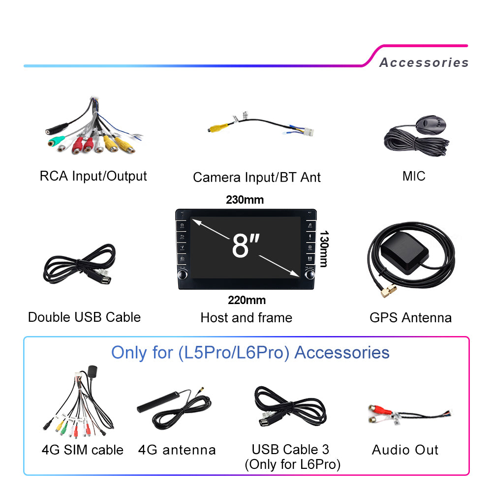 LEHX 8 Inch 8 Core 4G IPS DSP 2Din Android Auto Carplay Universal Car Radio GPS Navigation With Knob Button Car DVD Player