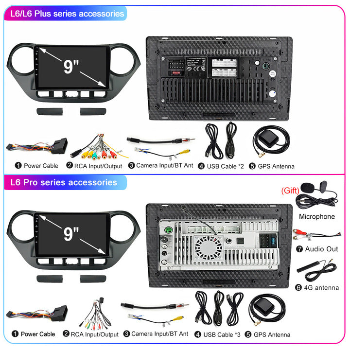 LEHX L6Pro 2 Din Android 12 Auto Car Radio Multimedia Video Player for Hyundai Grand I10 2013-2016 Autoradio Carplay GPS Stereo