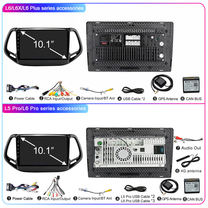 LEHX Android 12 Auto Car Radio Video Player for Jeep Compass 2 MP 2017-2019 GPS Navigation CarPlay Stereo 2Din Car DVD Player