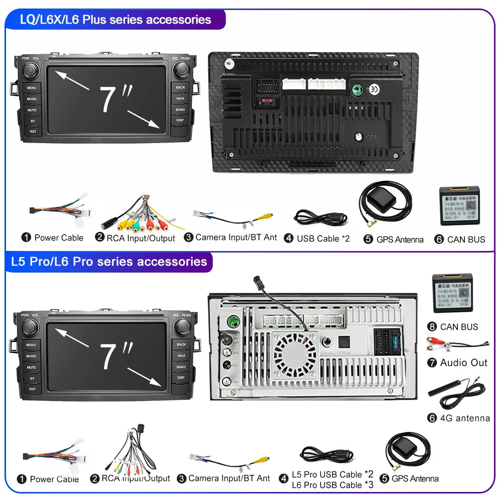 LEHX car dvd player 2din Android 14 Carplay For Toyota Auris Corolla 2006-2012 Car Radio multimedia Player GPS WIFI android Auto