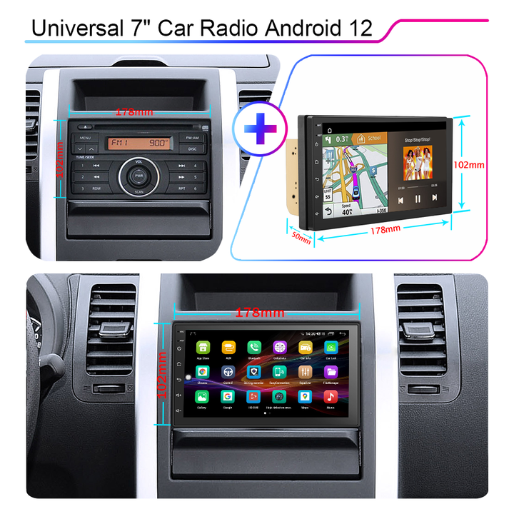 LEHX 7Inch Universal 2Din IPS Screen 2.5D Auto Gps Navigation Android 14 Auot Car Video DVD Carplay Radio Stereo Audio Autoradio