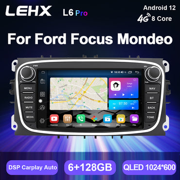 LEHX 2 Din Auto Radio RDS Dvd Android12 4G LTE Car Video Player for Ford Focus Mondeo C-MAX S-MAX Galaxy II Kuga Car DVD Player