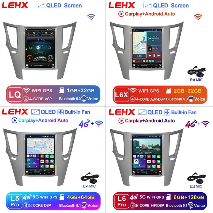 LEHX 2Din Android 12 Car Radio Multimedia for Subaru Outback Impreza Legacy 2009-2014 Left Drive Carplay Stereos GPS Tesla Style