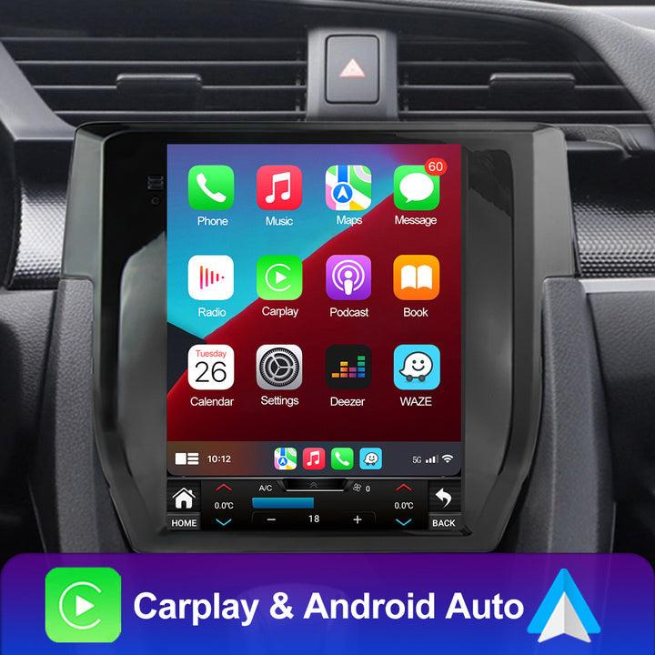 LEHX 8Core 4G Car Radio Multimedia for Honda Civic 2015-2020 Android 12 Auto Carplay Stereo Gps Navigation 2 Din Tesla Style