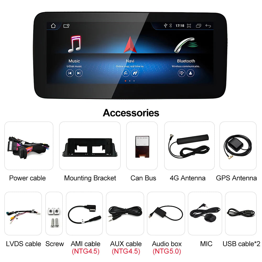LEHX 8Core 4G DSP Android Car Multimedia Wireless CarPlay Android Auto For Mercedes Benz C Class GLC W205 S205 Car DVD Player