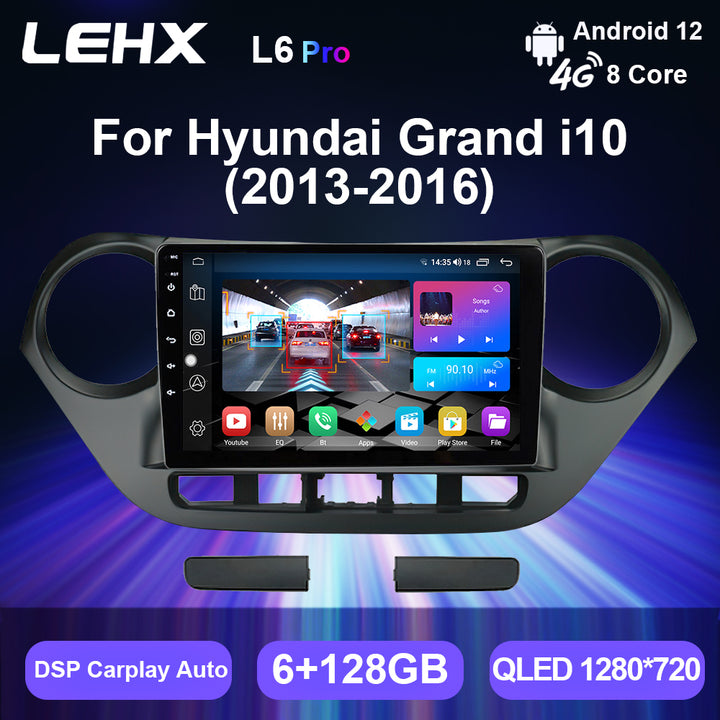 LEHX L6Pro 2 Din Android 12 Auto Car Radio Multimedia Video Player for Hyundai Grand I10 2013-2016 Autoradio Carplay GPS Stereo