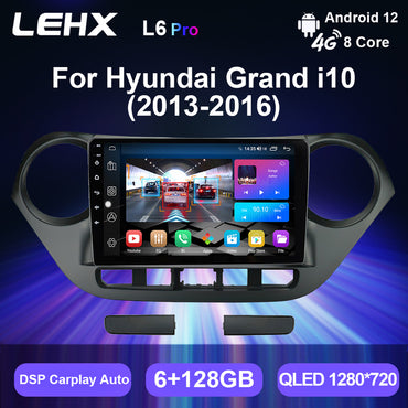 LEHX L6Pro 2 Din Android 12 Auto Car Radio Multimedia Video Player for Hyundai Grand I10 2013-2016 Autoradio Carplay GPS Stereo