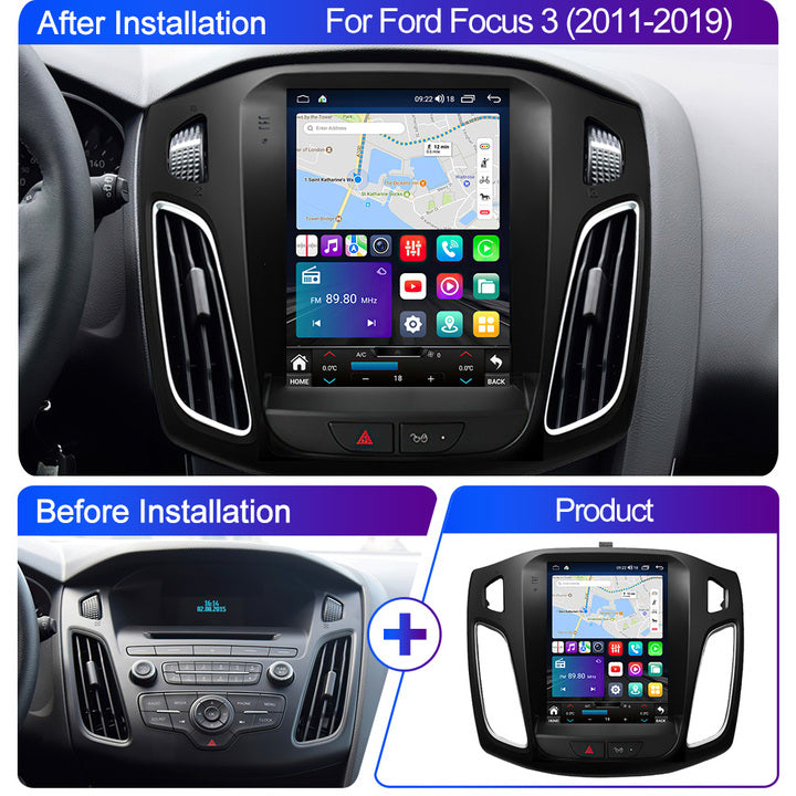 LEHX Pro Car Radio Android Multimedia 12 for Ford Focus 3 Mk3 2011-2019 Auto 2din Carplay Stereo Gps Navigation Dvd Tesla Style