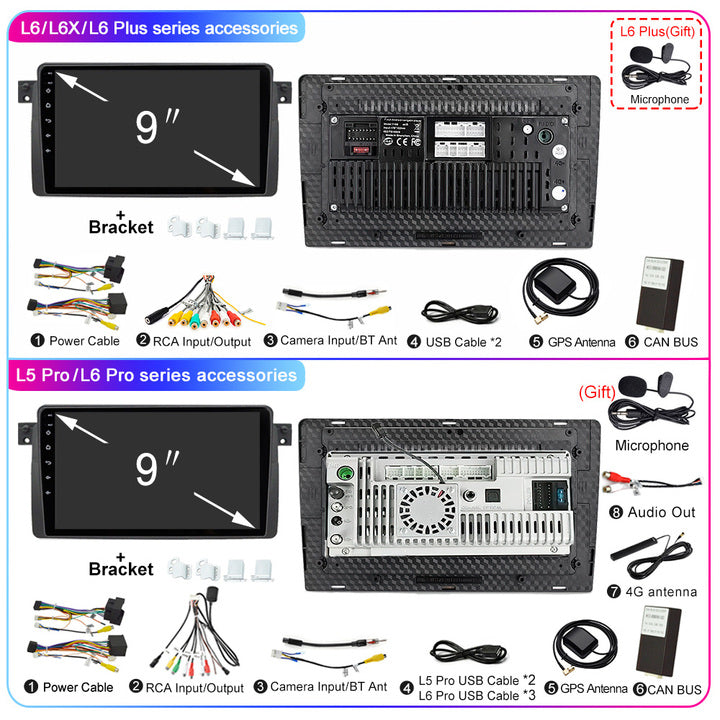 LEHX 8 Core 4G Android 12 Car Radio Video Player for BMW E46 M3 318/320/325/330/335 Carplay Stereo Autoradio GPS Car DVD Player