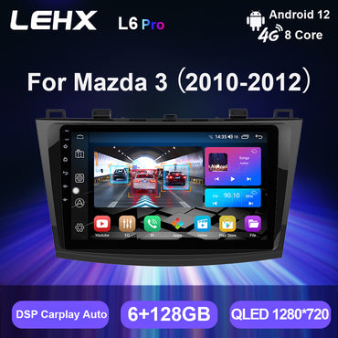 LEHX Pro Android 12 Auto Carplay Car Radio for Mazda 3 2010-2012 Multimedia Player GPS Navigation Stereo 2 Din Autoradio