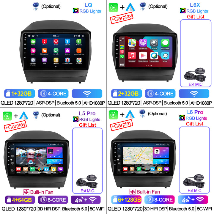 LEHX L6 Pro 2 Din Android 12 Car Radio for Hyundai Tucson 2 LM IX35 2009-2015 Stereo Carplay GPS Navigation Car DVD Player