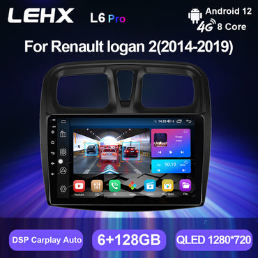 LEHX Car Radio Video Player for Renault Logan 2 Sandero 2 2014 -2019 Symbol Android 12 2 Din Auto Carplay Gps Car DVD Player