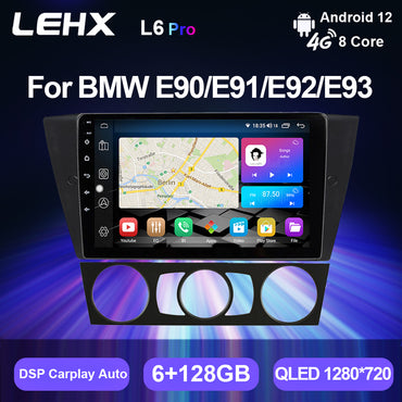LEHX 8 Core 2 Din Android 12 Car Radio Video Player for BMW 3 Series E90 E91 E92 E93 Stereo Carplay GPS Car DVD Player