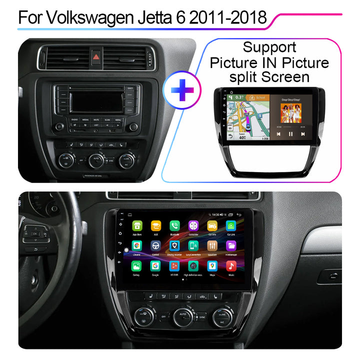 LEHX 8Core 4G+5G Wifi 2 Din Android Auto Stereo Car Radio for VW Volkswagen Jetta 6 2011-2018 Carplay GPS 2din Car DVD Player