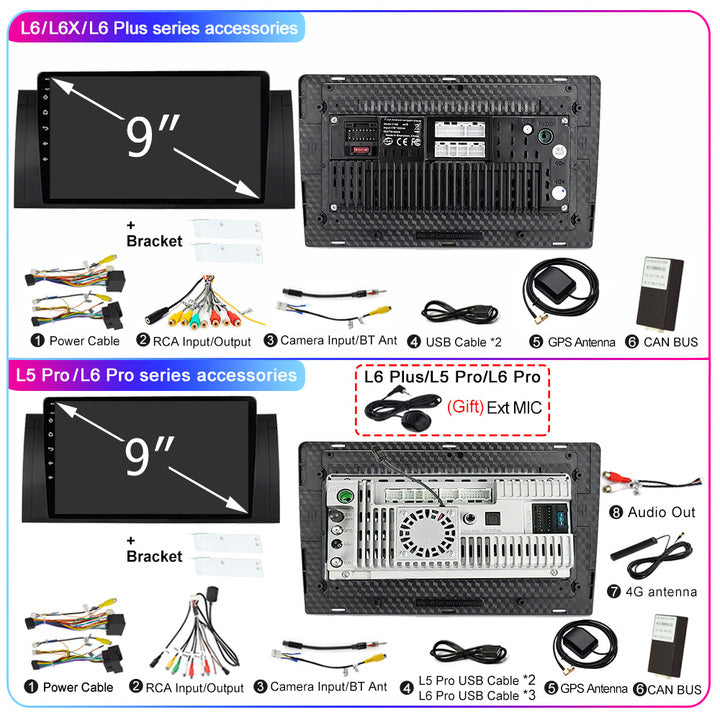 LEHX L6 Pro Car Android 12 2Din Car Radio Multimedia Video Player for BMW 5 E39 1995 - 2003 E53 X5 M5 Carplay GPS Autoradio
