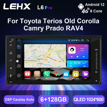 LEHX 8Core Android Auto Car Radio Multimedia Player for Toyota Terios Old Corolla Camry Prado RAV4 Carplay Stereo GPS Navigation