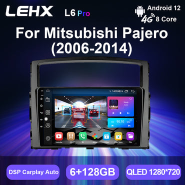 LEHX 8 Core 5G Car Radio Video Player Android 12 2 Din for Mitsubishi Pajero 4 V80 V90 2006-2014 Carplay GSP Car DVD Player