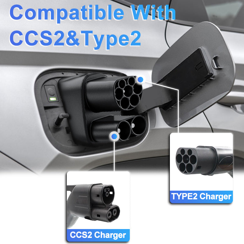 LEHX CCS2 to CCS1 EV Charger Adapter DC 400A 500-1000V 250KW Combo Charging Connector Converter DC Fast EV Charging Adapter