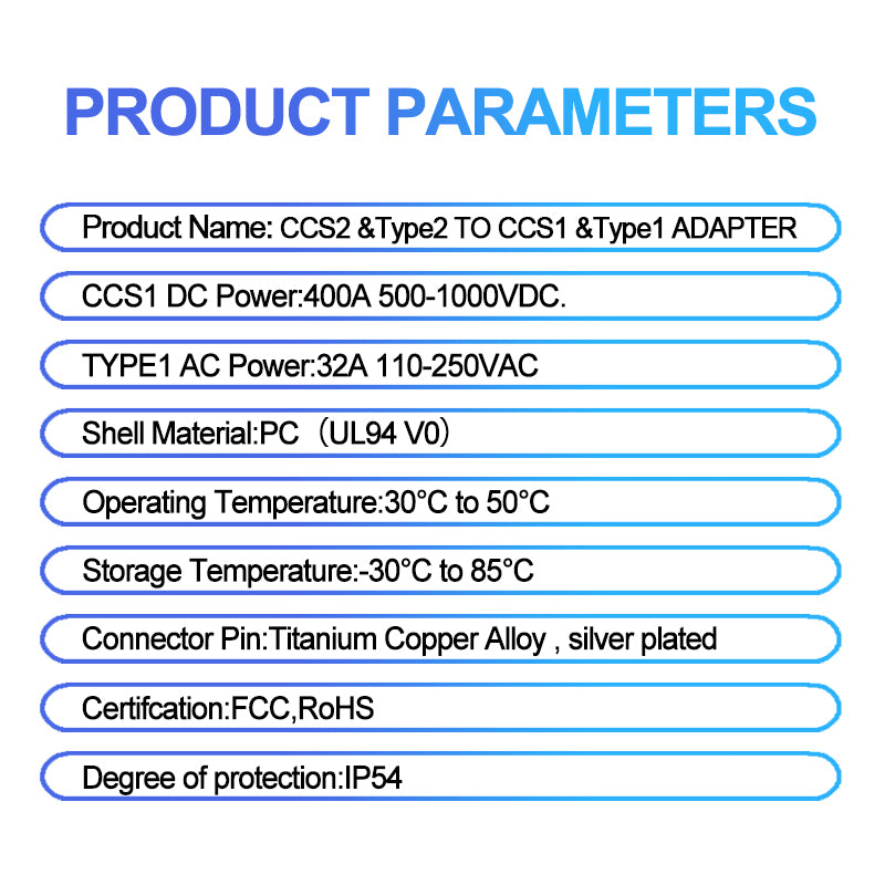 LEHX CCS2 to CCS1 EV Charger Adapter DC 400A 500-1000V 250KW Combo Charging Connector Converter DC Fast EV Charging Adapter