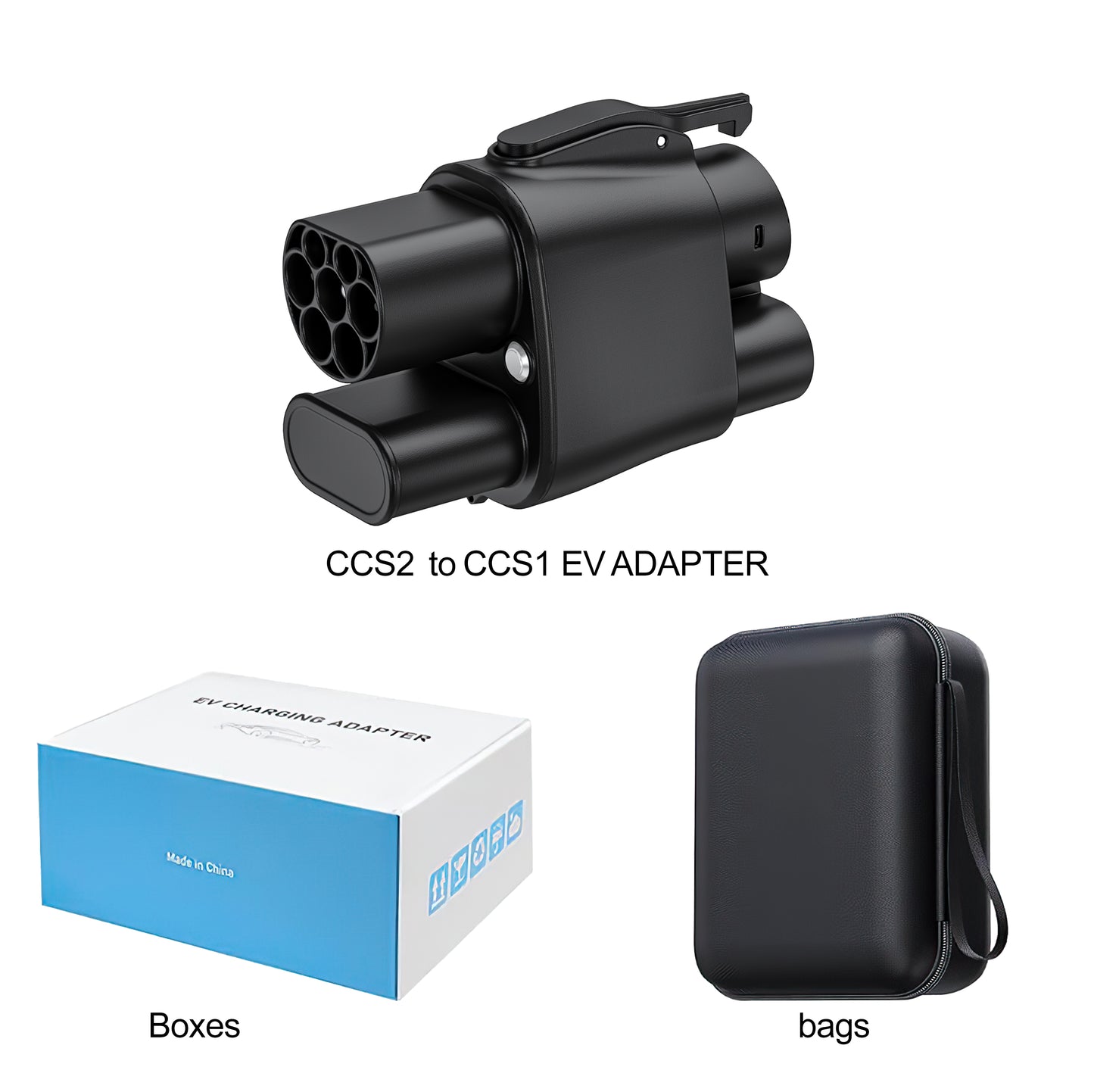 LEHX CCS2 to CCS1 EV Charger Adapter DC 400A 500-1000V 250KW Combo Charging Connector Converter DC Fast EV Charging Adapter