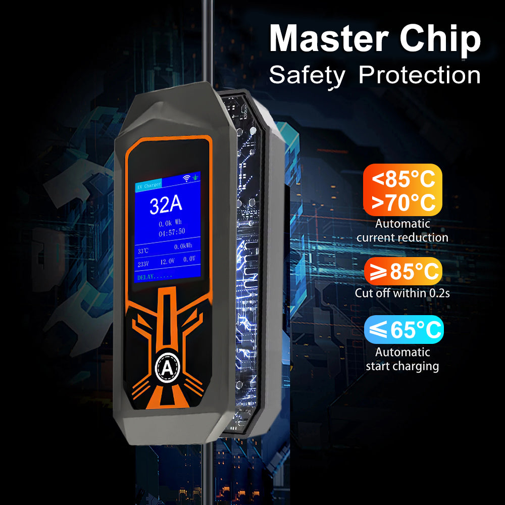 LEHX EV Charger Portable Wallbox Type2 Cable 32A 7.6KW With CEE Plug EVSE Type1 Car Charging j1772 Adapter for Electric Vehicle