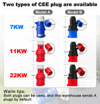 LEHX EV Charger Portable Wallbox Type2 Cable 32A 7.6KW With CEE Plug EVSE Type1 Car Charging j1772 Adapter for Electric Vehicle