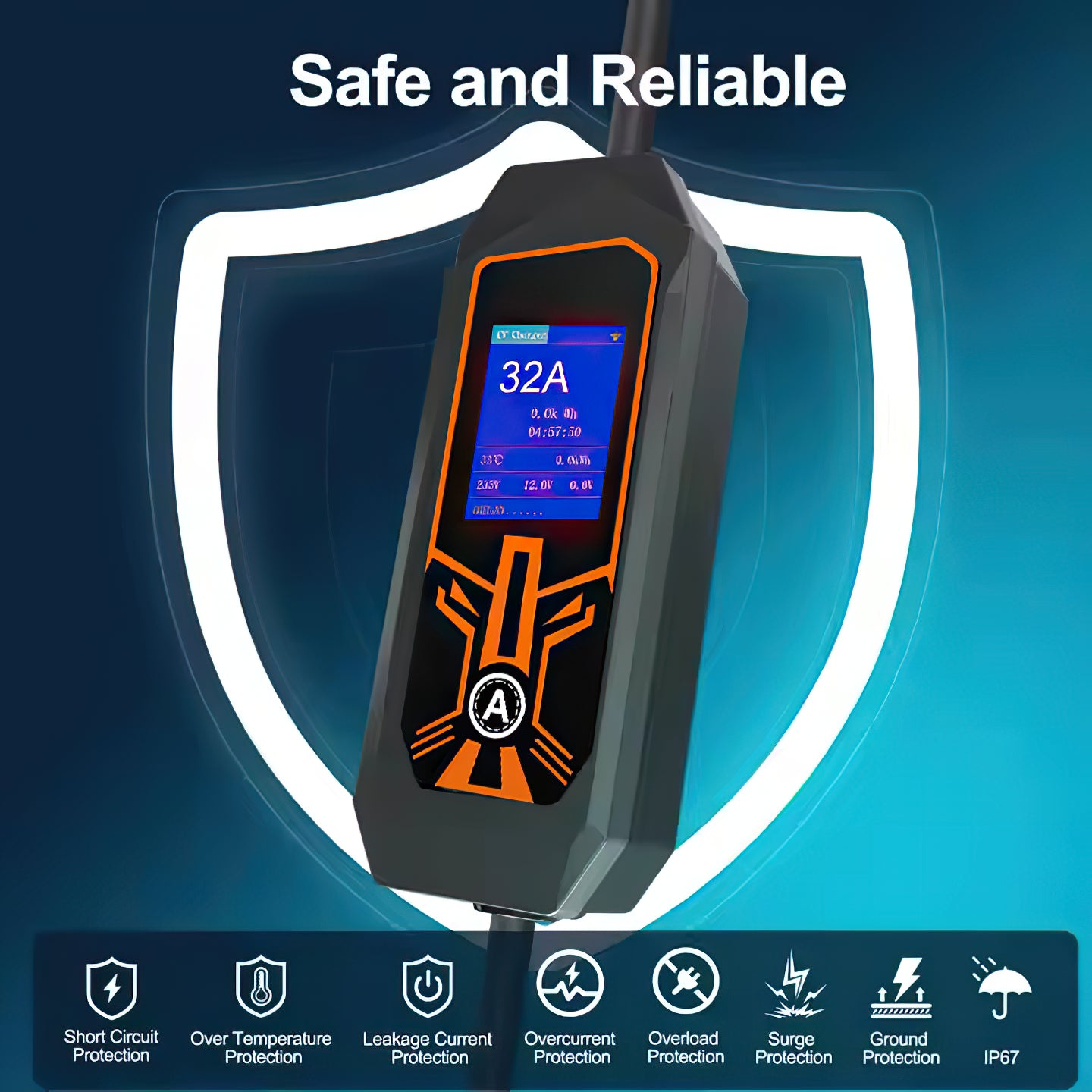 LEHX EV Charger Portable Wallbox Type2 Cable 32A 7.6KW With CEE Plug EVSE Type1 Car Charging j1772 Adapter for Electric Vehicle