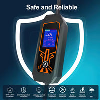 LEHX EV Charger Portable Wallbox Type2 Cable 32A 7.6KW With CEE Plug EVSE Type1 Car Charging j1772 Adapter for Electric Vehicle
