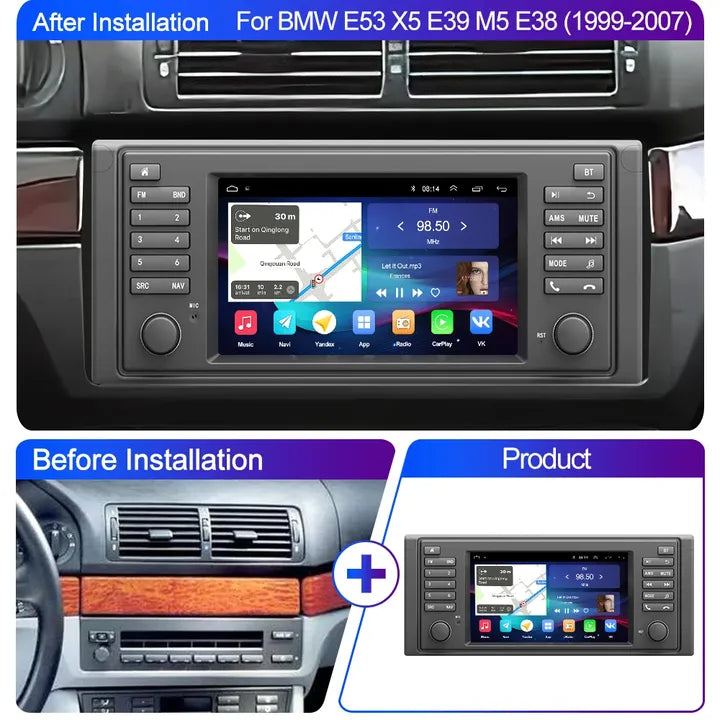 Android Car Audio 2 Din Android Auto Carplay For BMW X5 E53 E39 E38 1996-2004 Stereo autoradio Touch Screen Car DVD Player