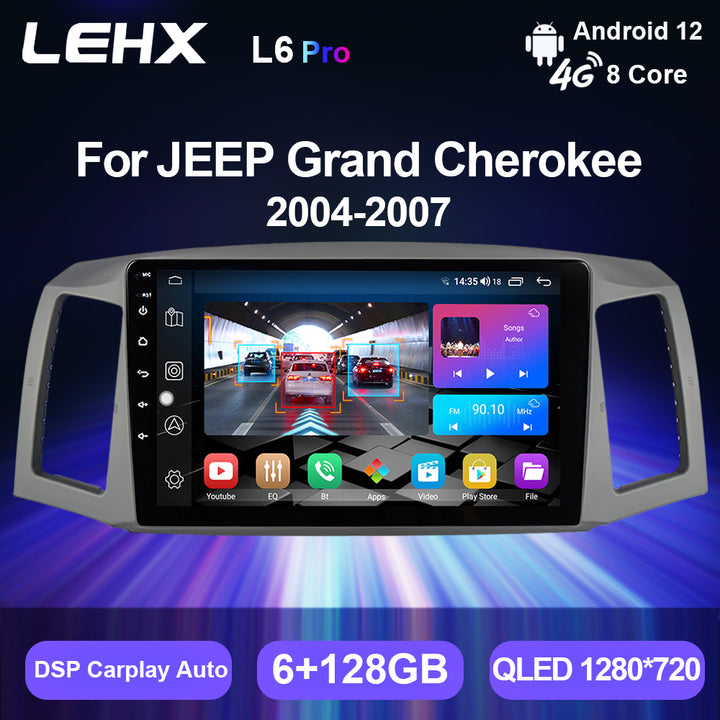 LEHX 4G 8Core Android 12 Auto Stereo Car Radio for JEEP Grand Cherokee 2004-2007 Car Player GPS Carplay 2din Car DVD Player