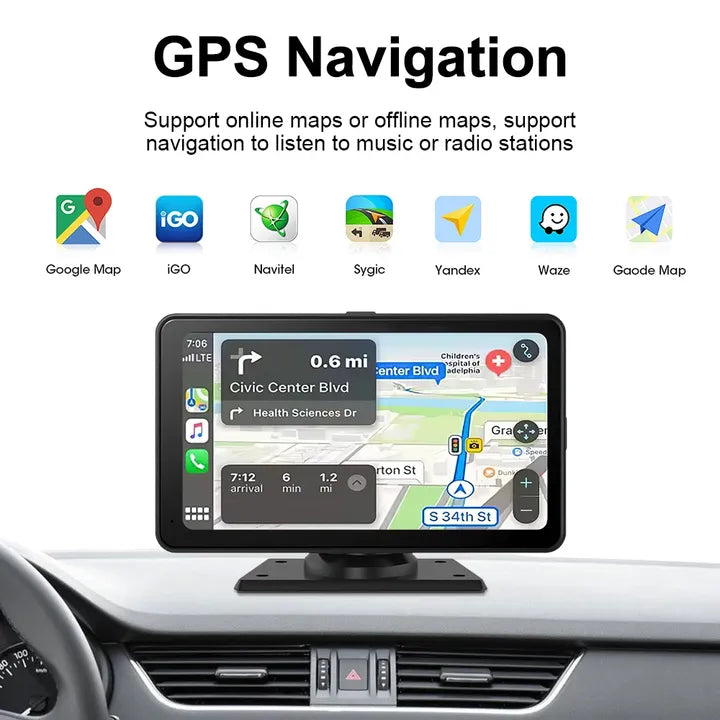 LEHX 7'' Dash Cam Car Radio Anadroid 14 Wireless Carplay Android Auto GPS DashCam Car DVR Front Inside Rear Dashbo Car Monitor