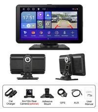 LEHX 7'' Dash Cam Car Radio Anadroid 14 Wireless Carplay Android Auto GPS DashCam Car DVR Front Inside Rear Dashbo Car Monitor