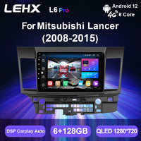 LEHX Voice 4G+WIFI Car Android 12 afor MITSUBISHI LANCER 2008-2015 10.1 Inch 2 Din Radio Video Player GPS Carplay Car DVD Player