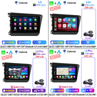 LEHX 2 Din Android 12 Auto Car Radio Multimedia Video Player for HONDA CIVIC 2012 -2015 2 Din Stereo GPS Carplay 8Core 4G+WIFI