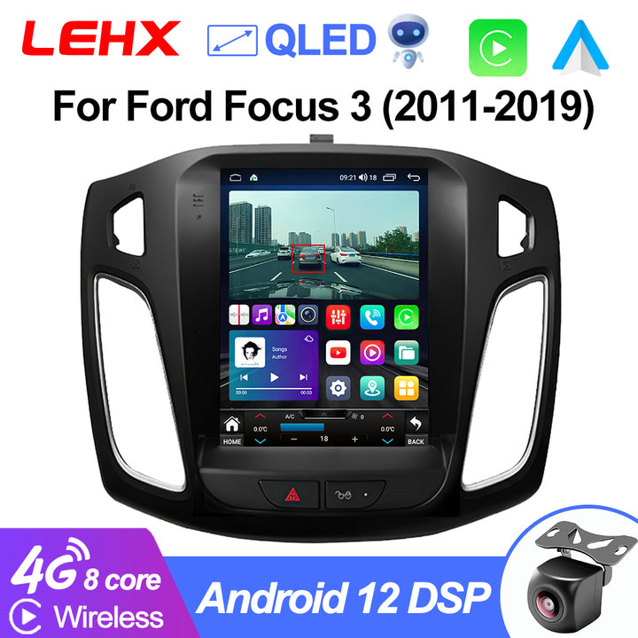 LEHX Pro Car Radio Android Multimedia 12 for Ford Focus 3 Mk3 2011-2019 Auto 2din Carplay Stereo Gps Navigation Dvd Tesla Style