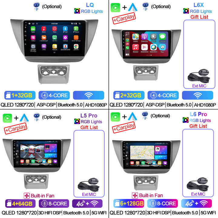 LEHX Pro 8 Core QLED DSP coche Radio reproductor Multimedia para Mitsubishi Lancer 9 CS 2000-2010 2 Din Android 12 Carplay estéreo GPS