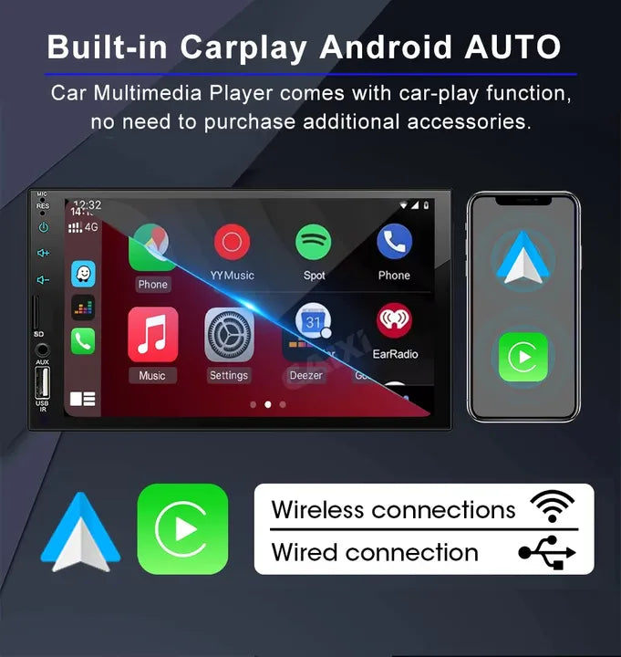 LEHX Wireless CarPlay Android auto Autoradio 2din Car Radio Stereo Multimedia For Volkswagen Honda Toyota Lada Hyundai Kia Jeep