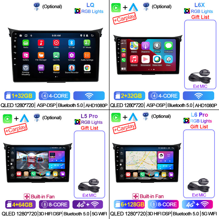 Автомагнитола LEHX L6Pro, 9 дюймов, Android, автомобильный мультимедийный монитор, плеер для Hyundai i30 II, 2 ГД, 2011-2017, GPS, Carplay, стерео 2 Din
