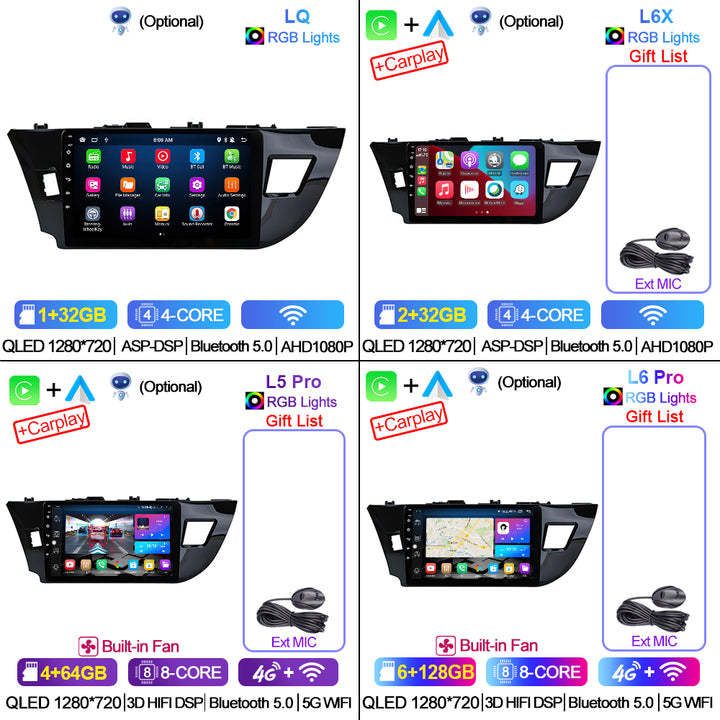 LEHX B Model 8 Core 2 Din Android Auto Stereo Autoradio for Toyota Corolla E170 E180 2014-2016 Car Radio Multimedia Carplay GPS