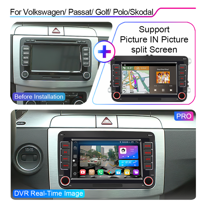 LEHX 7" Android 12 Car Radio for VW Volkswagen Passat B6 B7 Polo Amarok Skoda Octavia2 Tiguan Seat Leon Golf 5 Car DVD Player