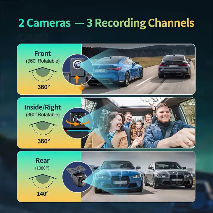 LEHX 7'' Dash Cam Car Radio Anadroid 14 Wireless Carplay Android Auto GPS DashCam Car DVR Front Inside Rear Dashbo Car Monitor